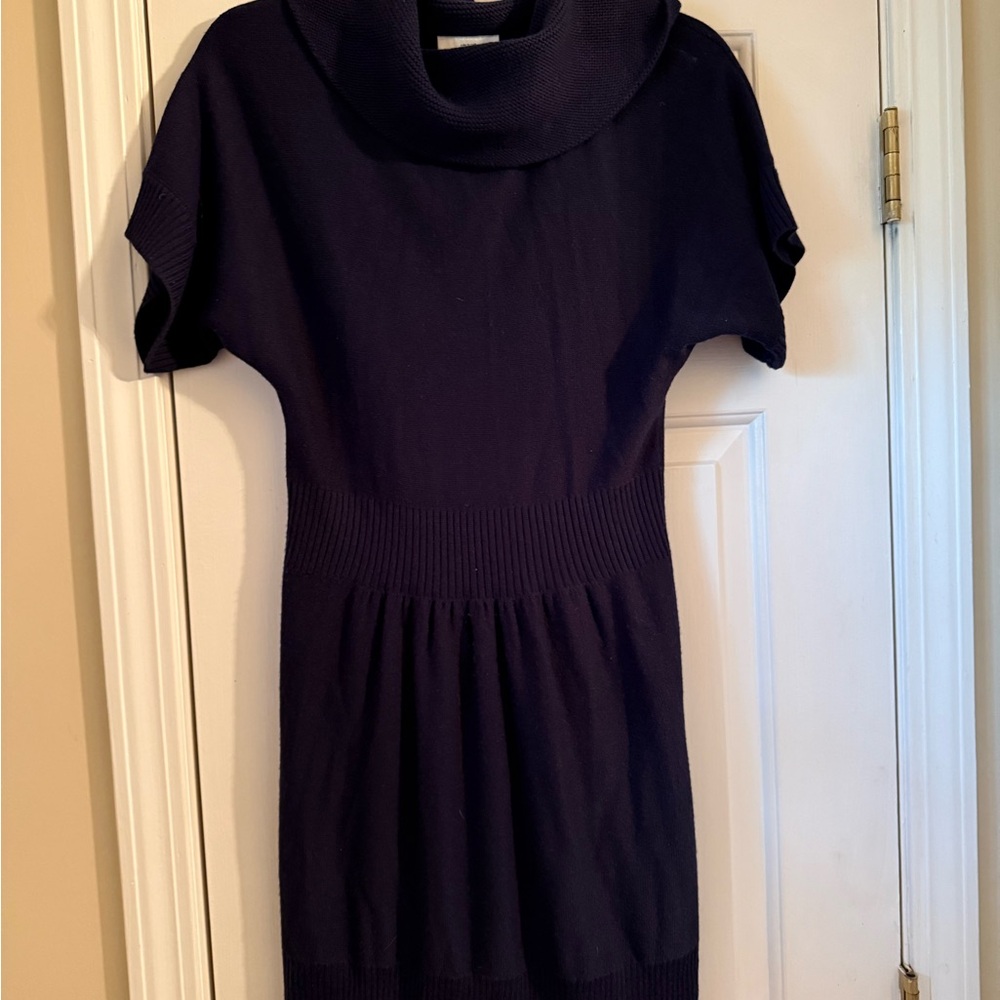 LOFT Navy Cowl Neck Short Sleeve Knit Dress